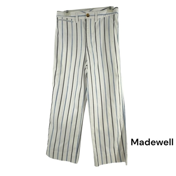 Madewell Slim Emmett Wide-Leg Crop Pants in Montpellier Stripe Size 28 (10) - Picture 1 of 10